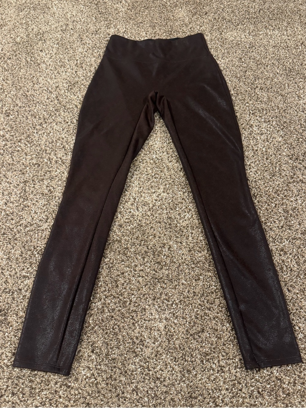 SPANX ASSETS LEATHER LOOK LIKE SOFT STRETCH LEGGINGS SIZE SMALL